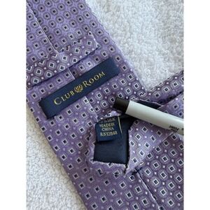 Club Room	Lavender Square Medallion Woven Motif Jacquard Silk Tie Necktie Long